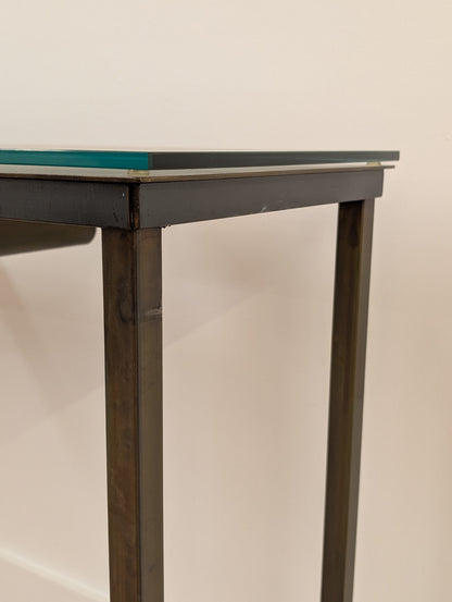Custom Metal & Glass Top Side Table