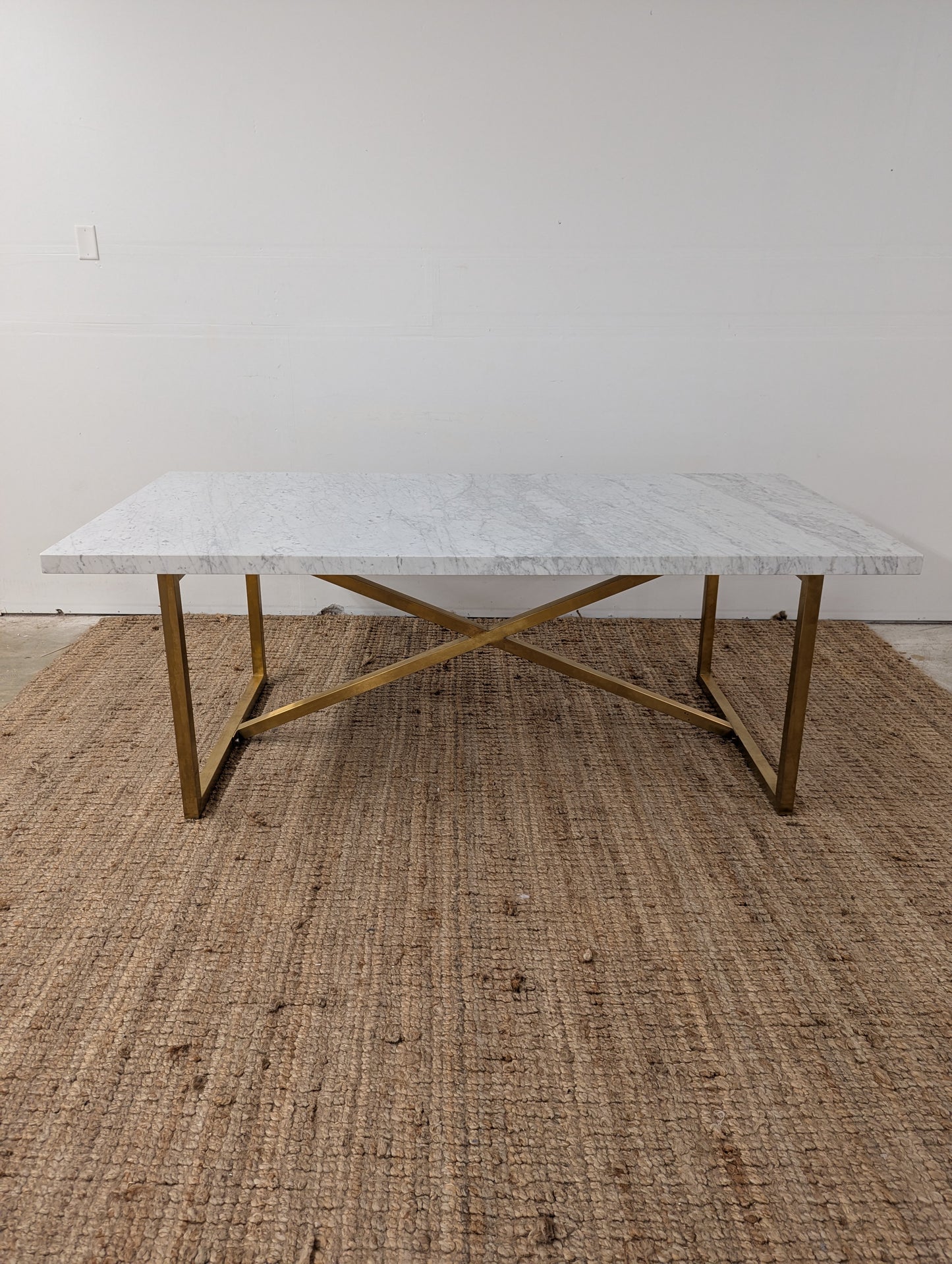 RH Torano Dining Table - Carrera Marble and Brushed Brass