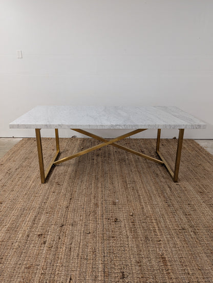 RH Torano Dining Table - Carrera Marble and Brushed Brass