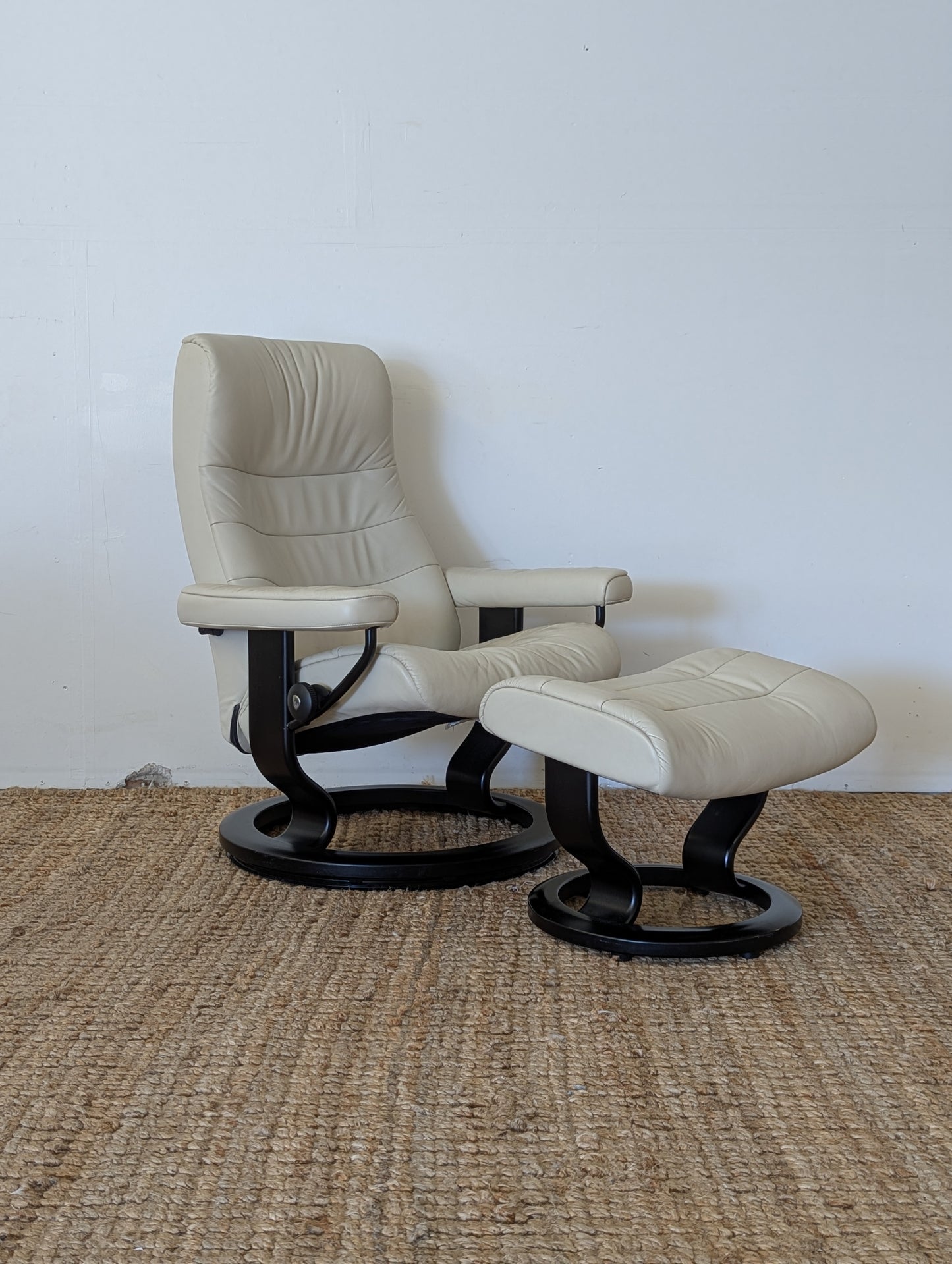 Stressless Opal M Paloma Leather Chair and Ottoman