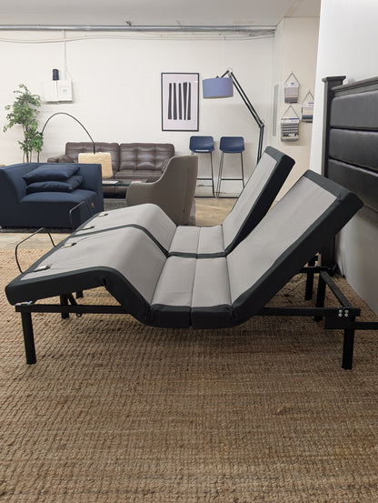 Ghost Bed Dual Adjustable Base and Rustic Headboard