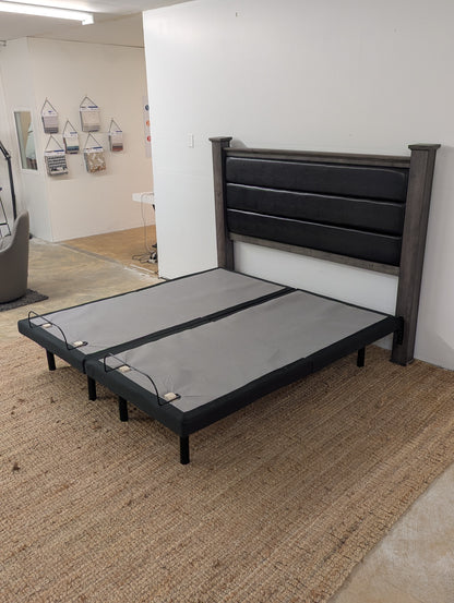 Ghost Bed Dual Adjustable Base and Rustic Headboard