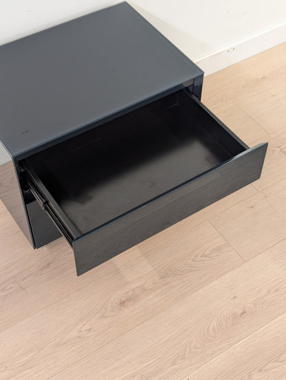 Modern Blue Nightstand - Tempered Glass (2 available)