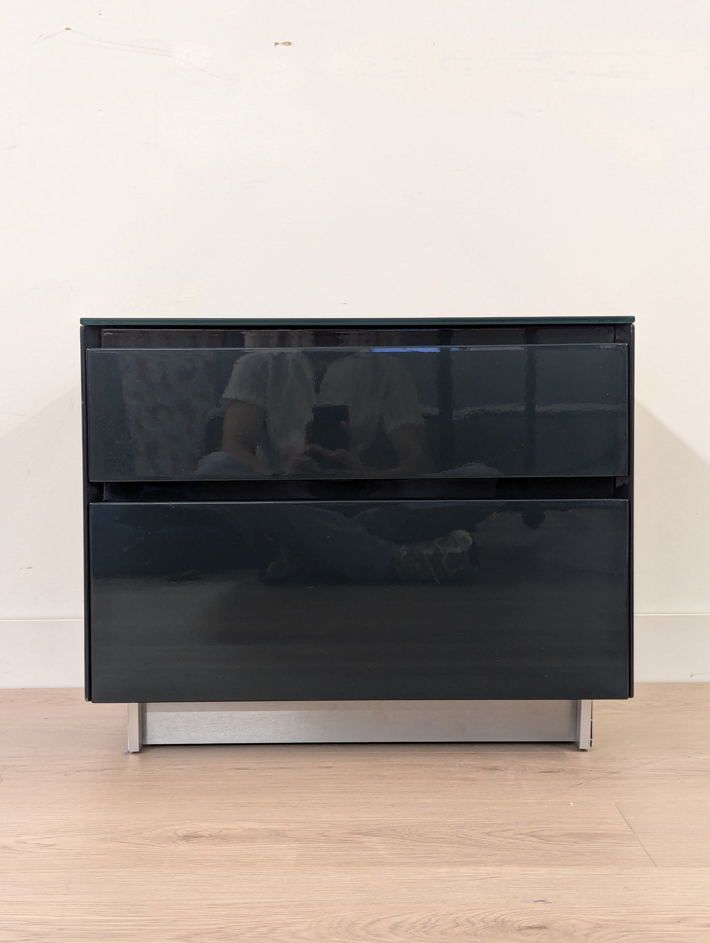 Modern Blue Nightstand - Tempered Glass (2 available)