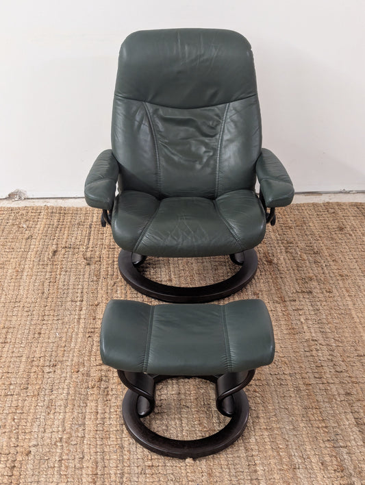 Ekornes Stressless Consul Reclining Chair + Ottoman
