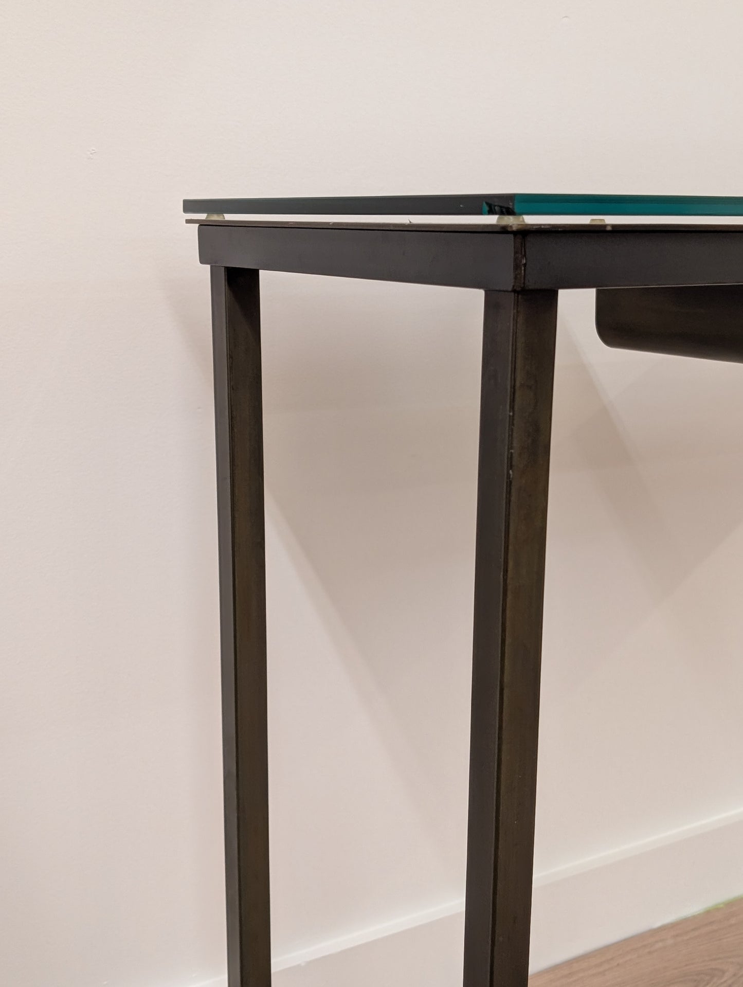 Custom Metal & Glass Top Side Table