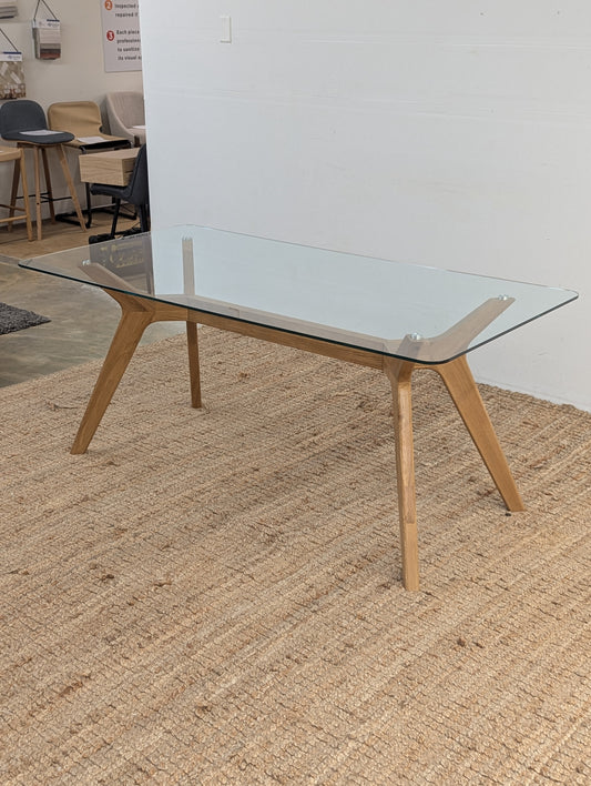 Article Emmer 71" Glass Dining Table - Oak