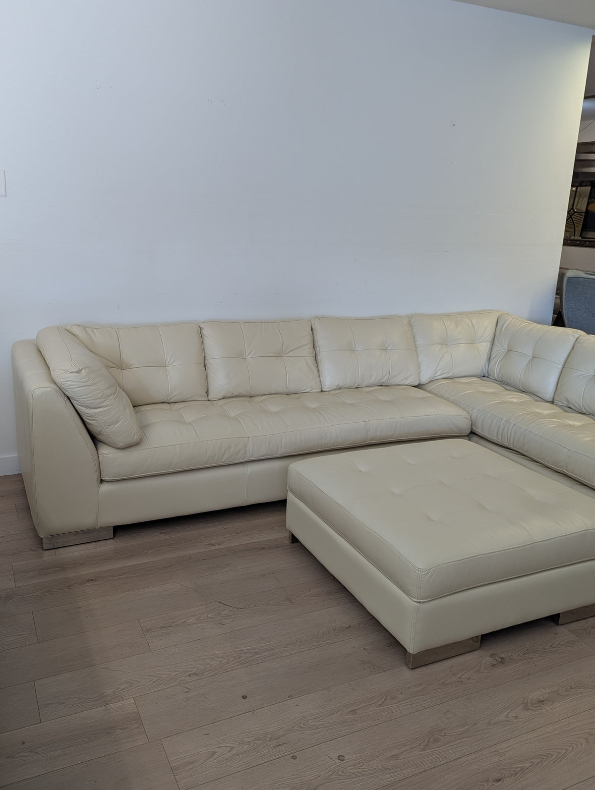 Arizona Leather Newport Sectional with Storage Ottoman