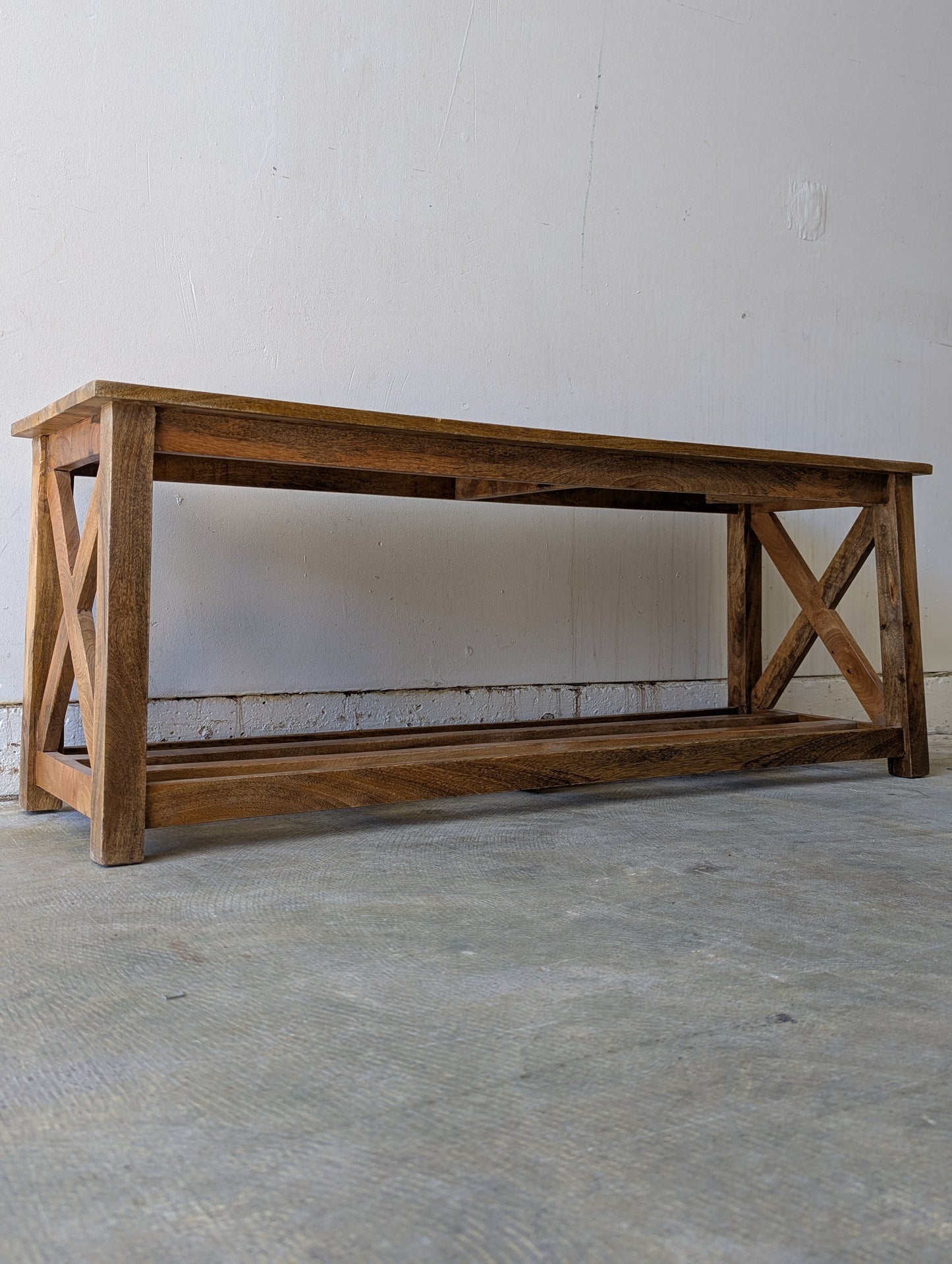 Rustic Entryway Bench with Shoe Storage