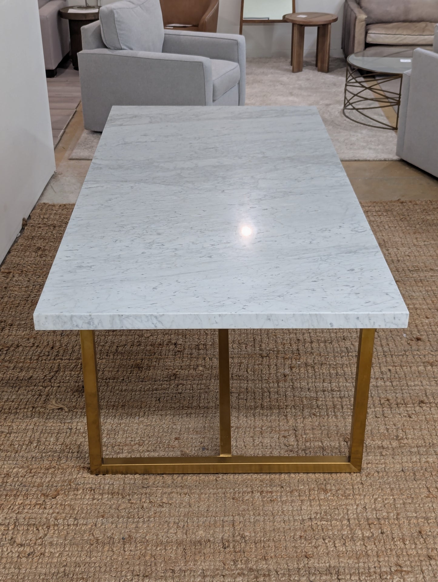 RH Torano Dining Table - Carrera Marble and Brushed Brass