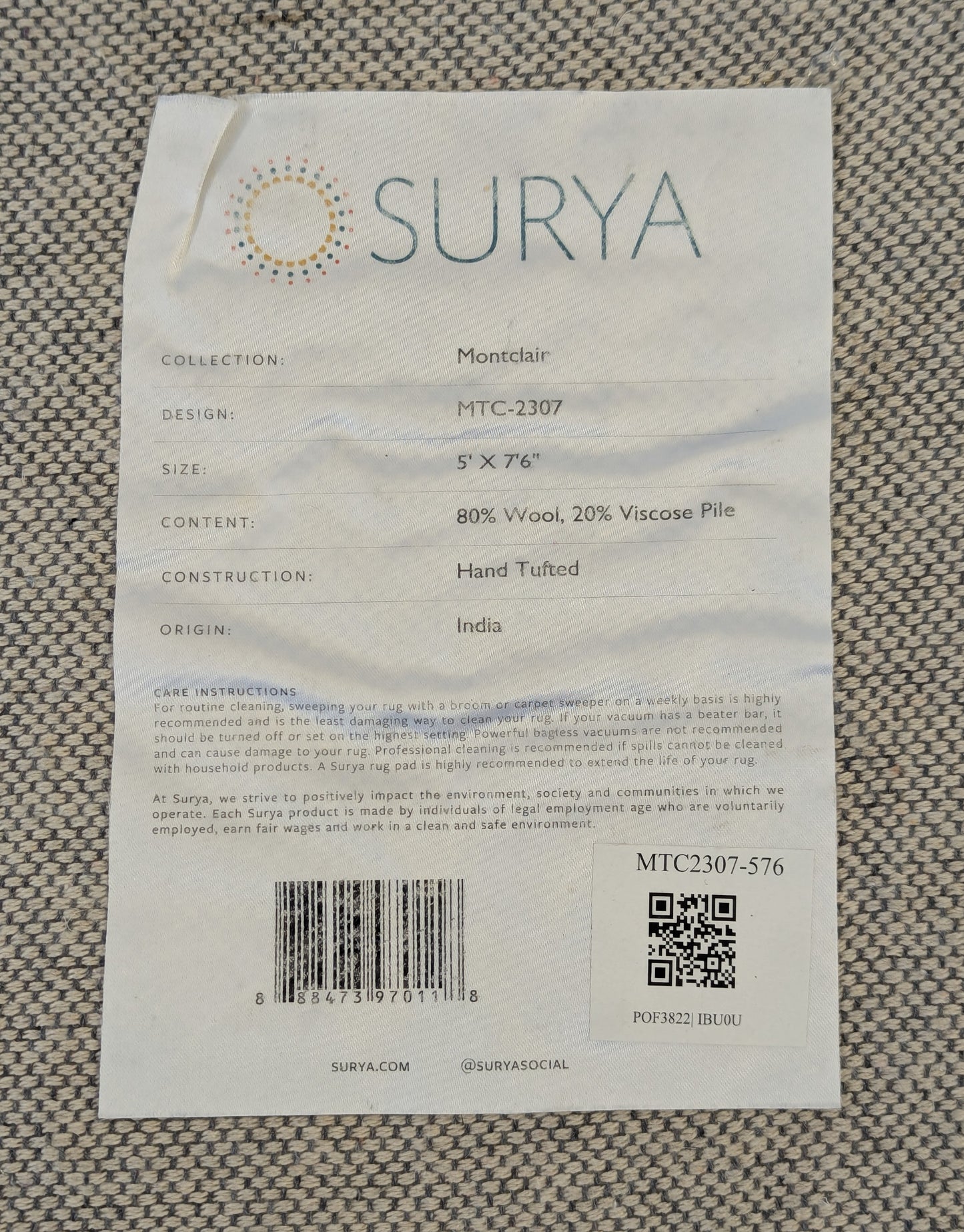 Surya Montclair Rug (Teal & Sage - 5' x 7'6)
