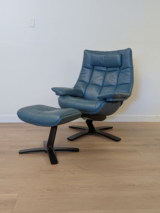 Natuzzi Italia Re-Vive Quilted King 600K Swivel Chair + Ottoman