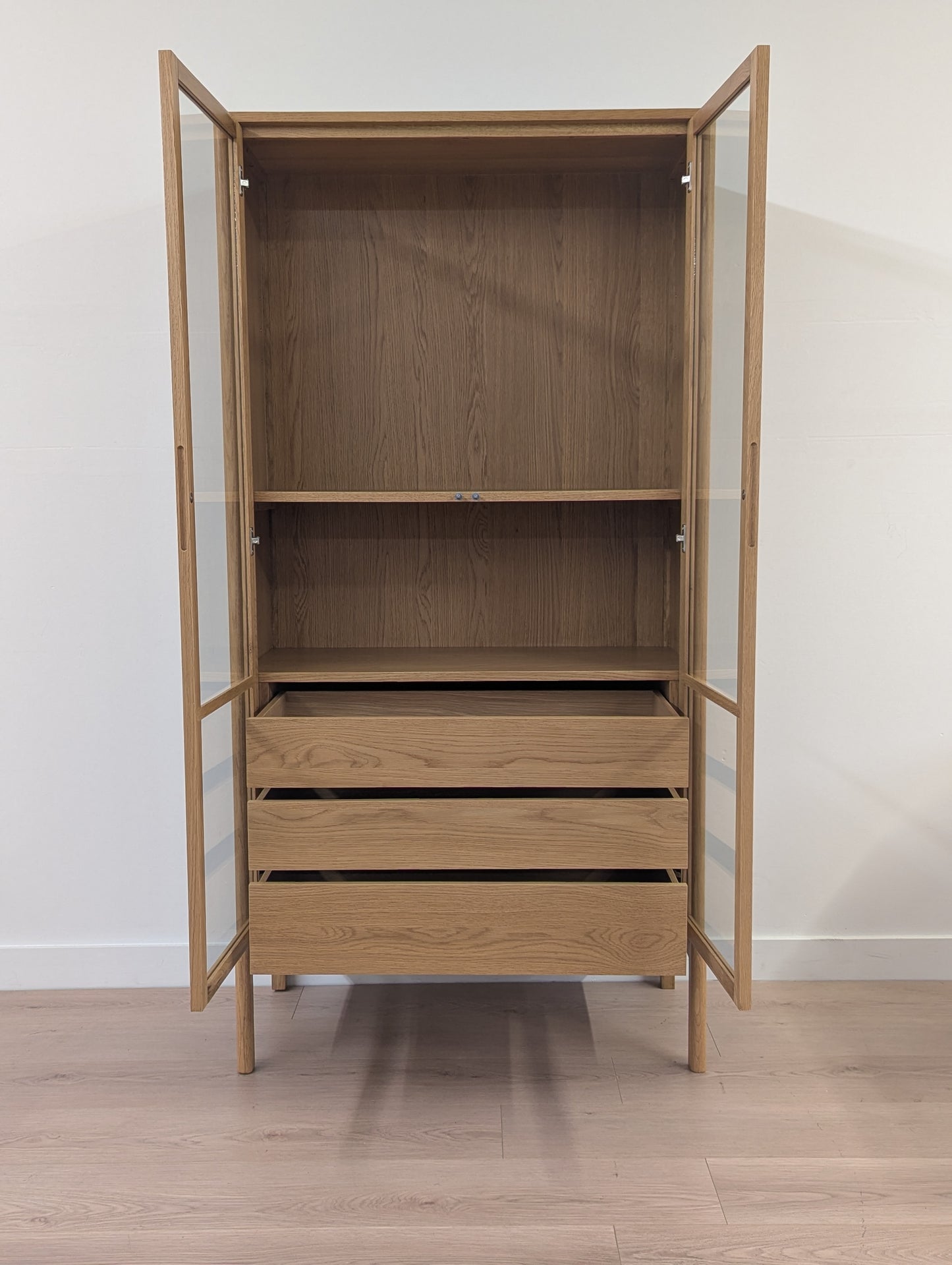 Article Mysen 35.5" Glass Cabinet - Natural Oak