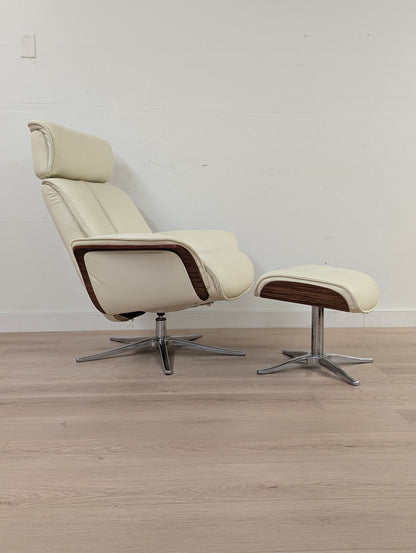 IMG Space 5400S Swivel Leather Recliner + Ottoman