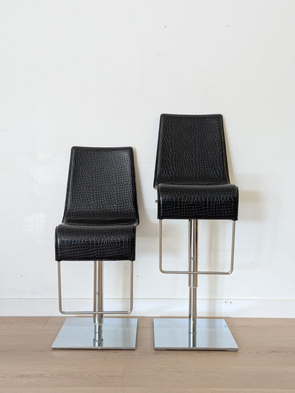 Black Alligator Bar Stool (2 Available)