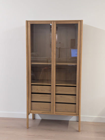Article Mysen 35.5" Glass Cabinet - Natural Oak