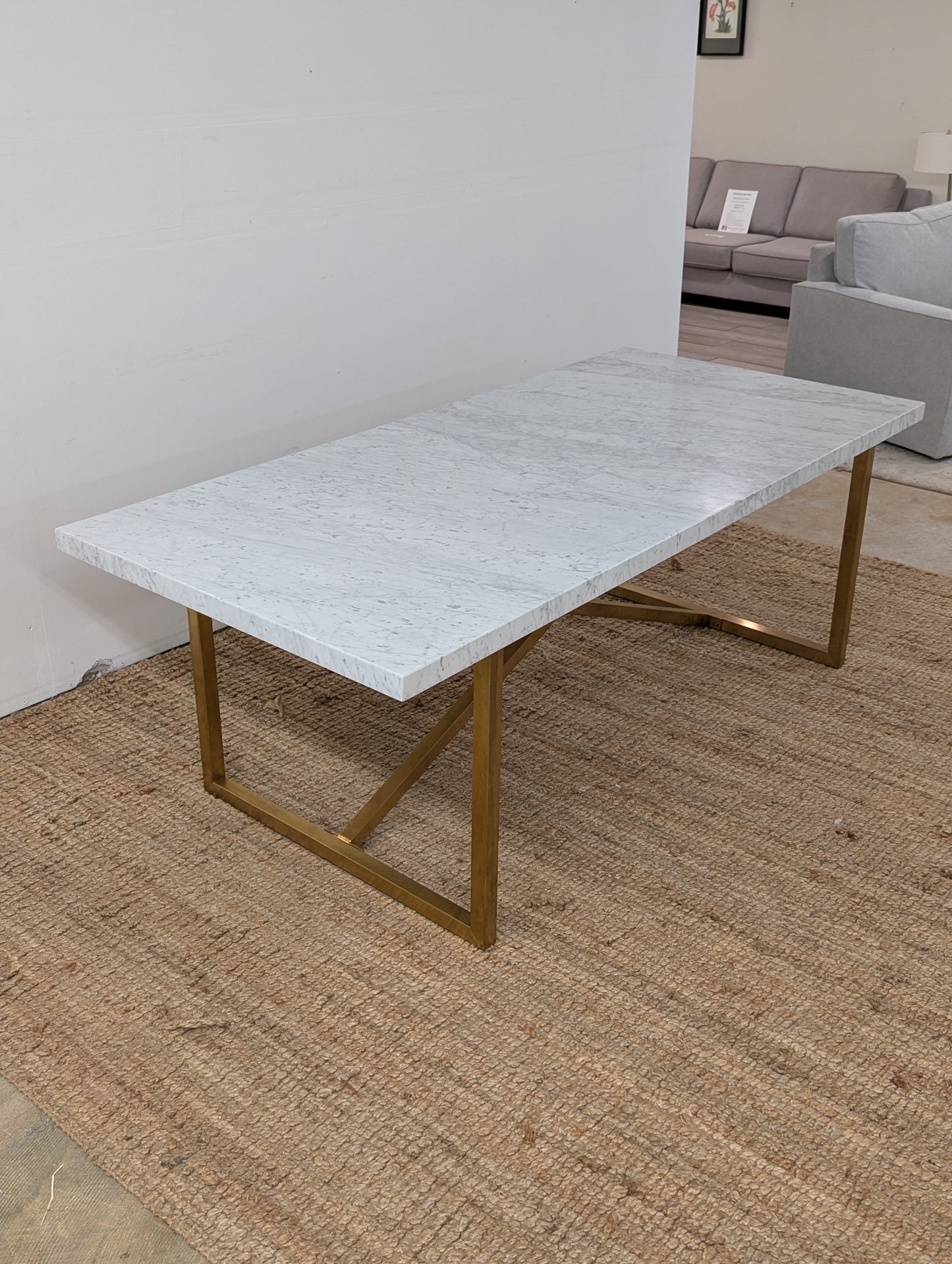 RH Torano Dining Table - Carrera Marble and Brushed Brass
