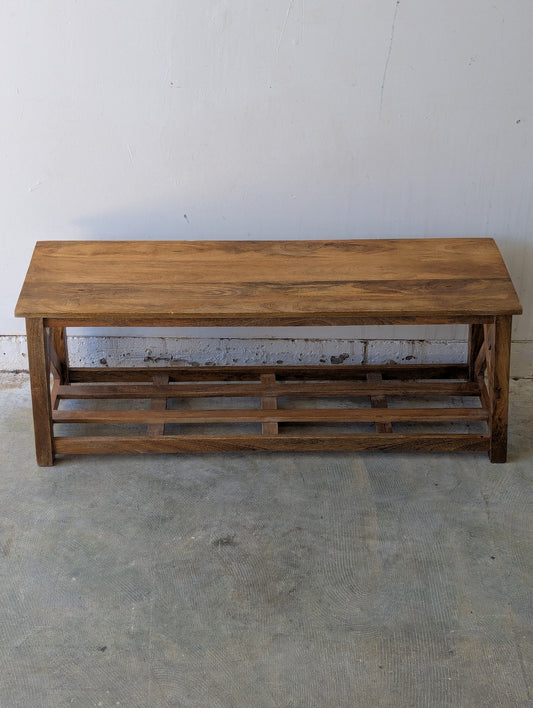 Rustic Entryway Bench with Shoe Storage