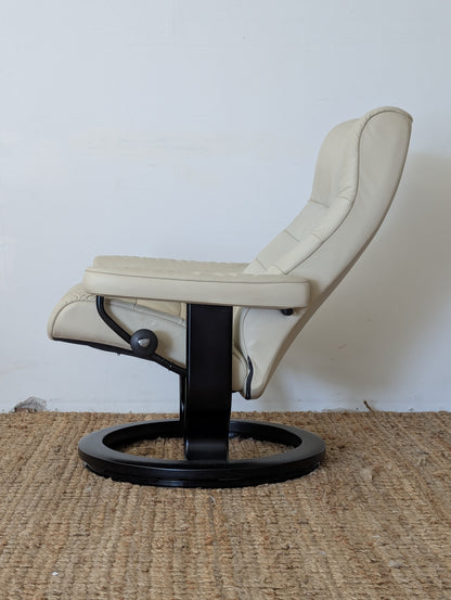 Stressless Opal M Paloma Leather Chair and Ottoman