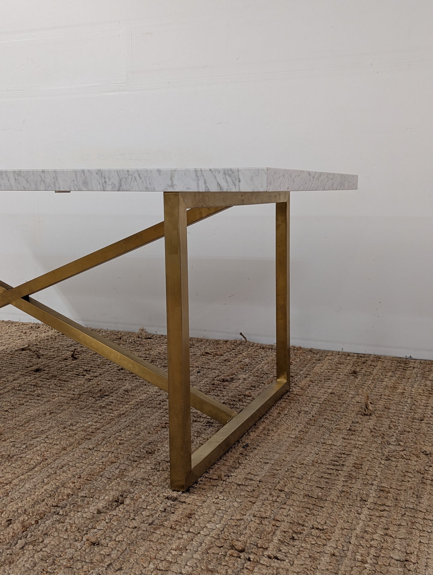 RH Torano Dining Table - Carrera Marble and Brushed Brass