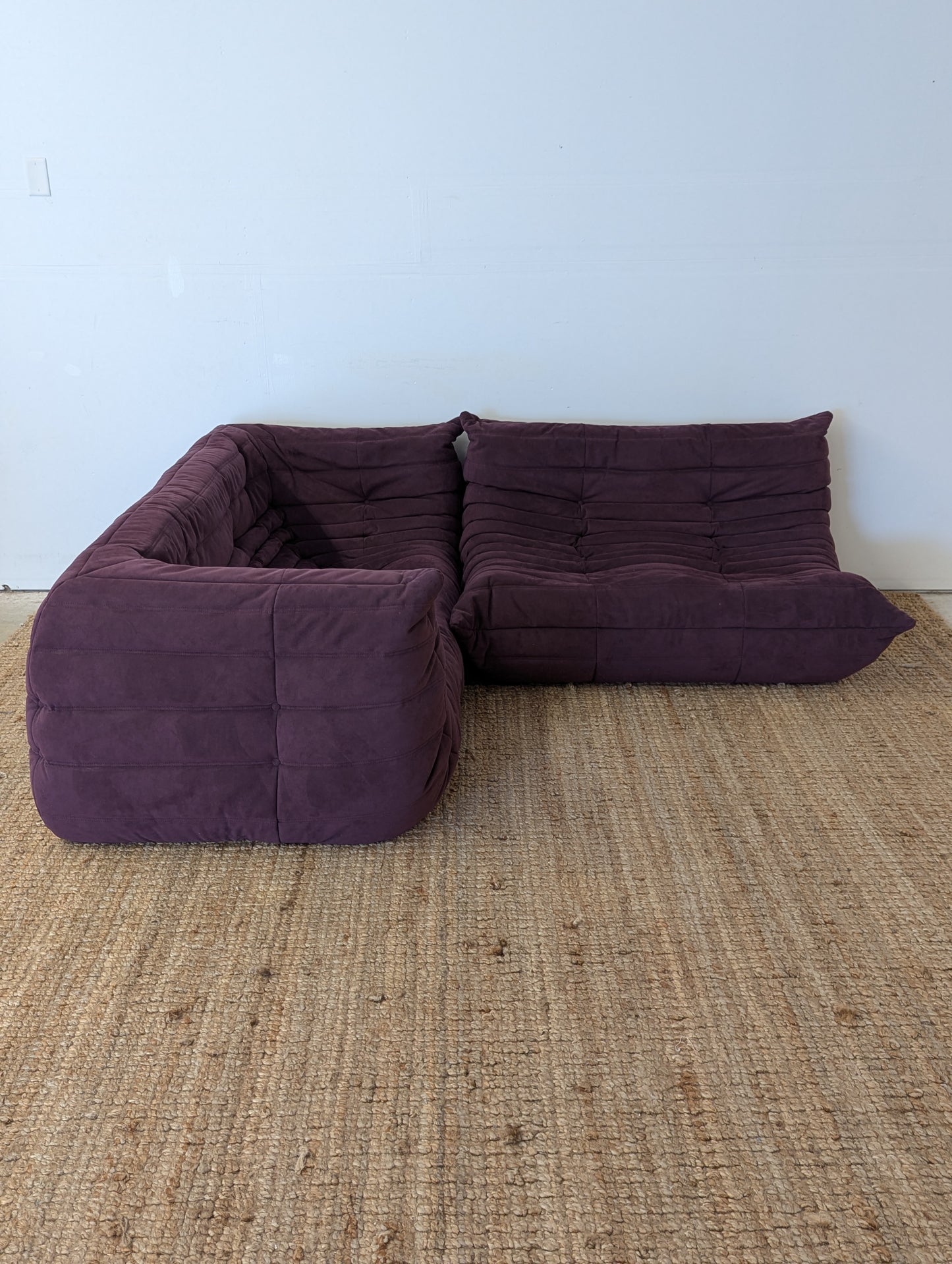 Ligne Roset Togo Aubergine Alcantara Loveseat and Sofa with Arms