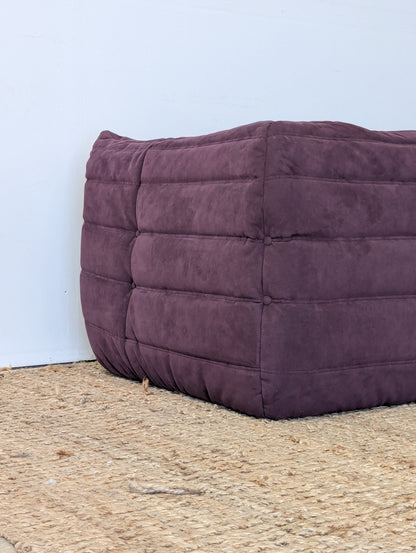 Ligne Roset Togo Aubergine Alcantara Loveseat and Sofa with Arms