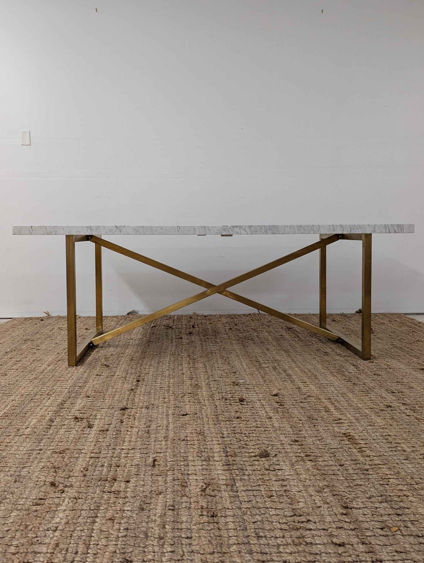 RH Torano Dining Table - Carrera Marble and Brushed Brass