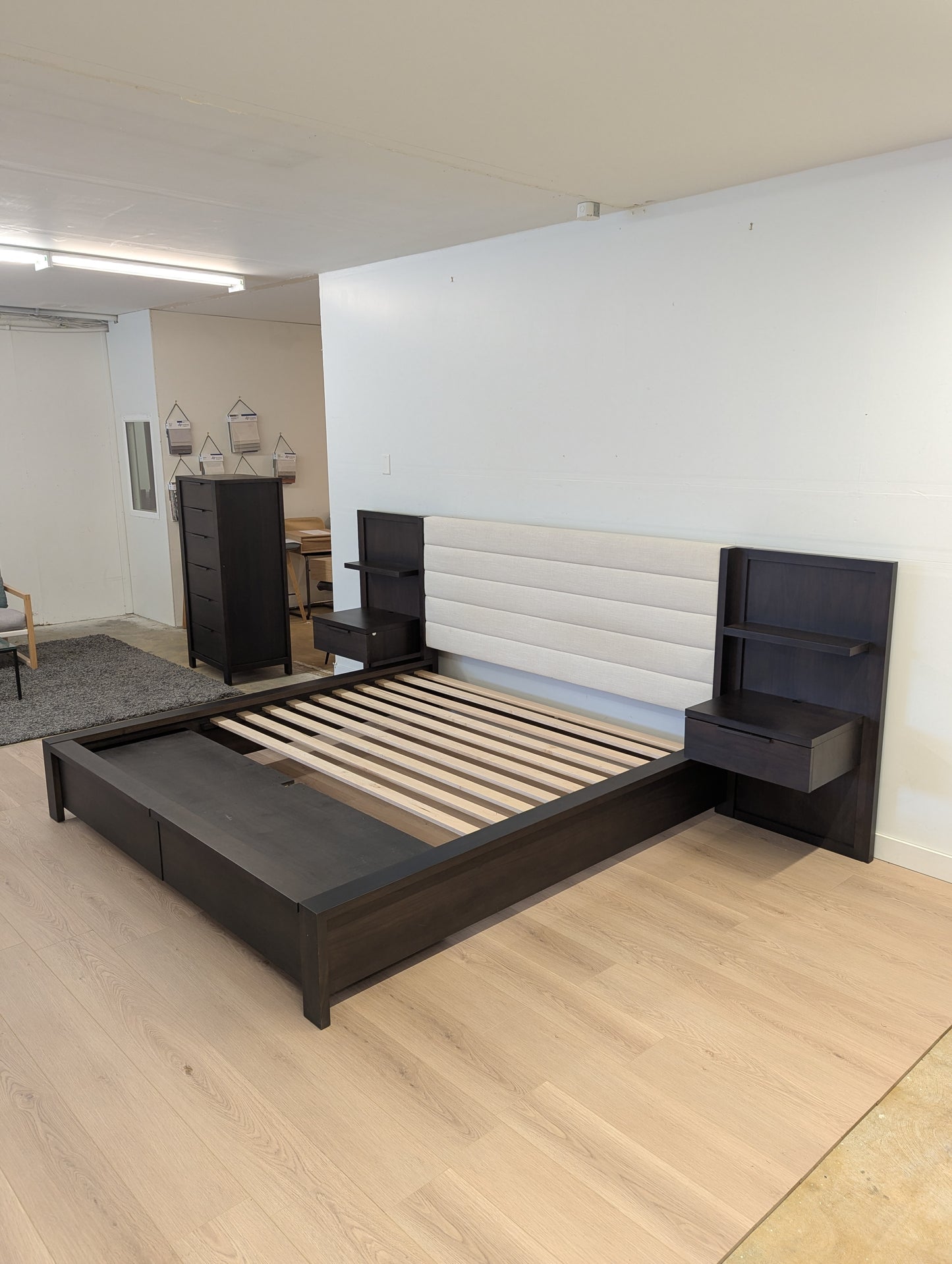 West Bros Furniture Phase Upholstered Bed W/ Nightstands