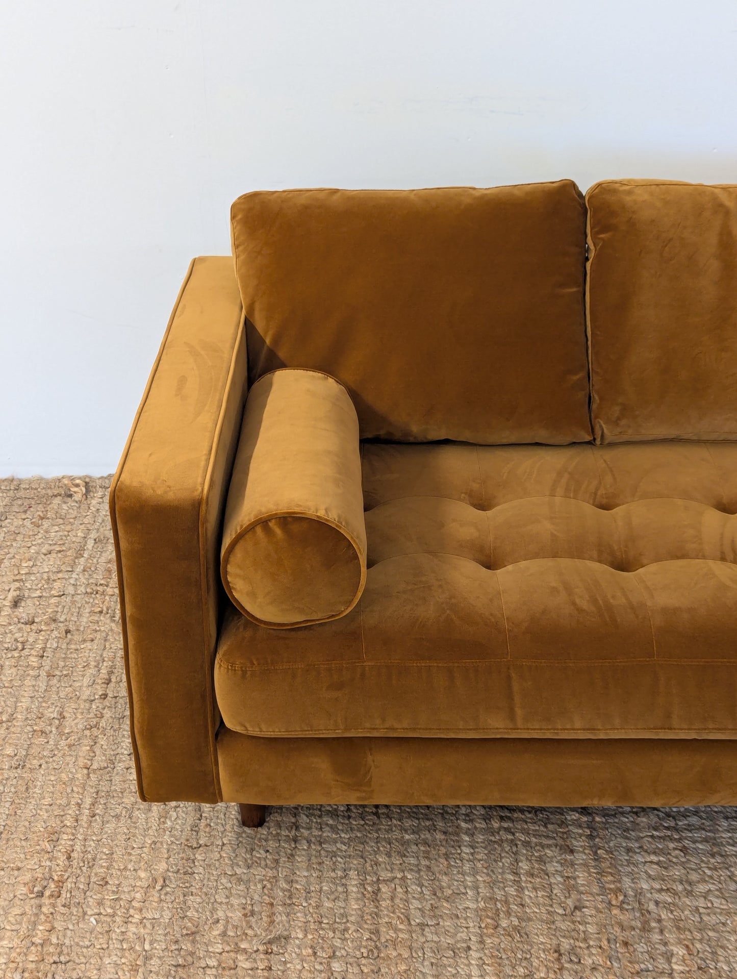 Article Sven 91" Tufted Velvet Corner Sectional - Plush Pacific Ginger