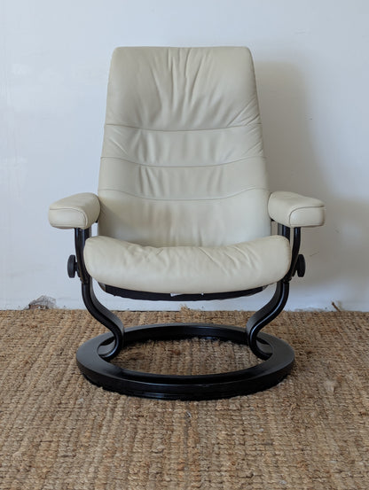 Stressless Opal M Paloma Leather Chair and Ottoman