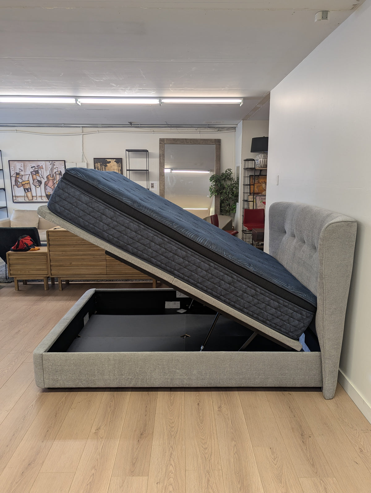 Scan Designs Alba Upholstered Lift Storage Queen Bedframe