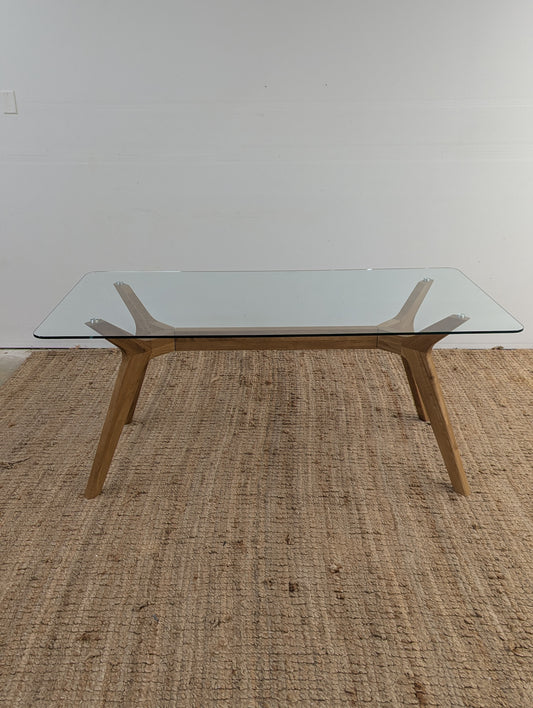 Article Emmer 71" Glass Dining Table - Oak