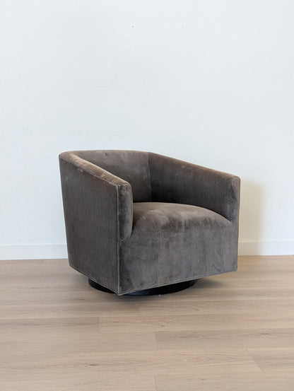 RH 1950s Italian Shelter Arm Swivel Lounge Chair - Vintage Velvet