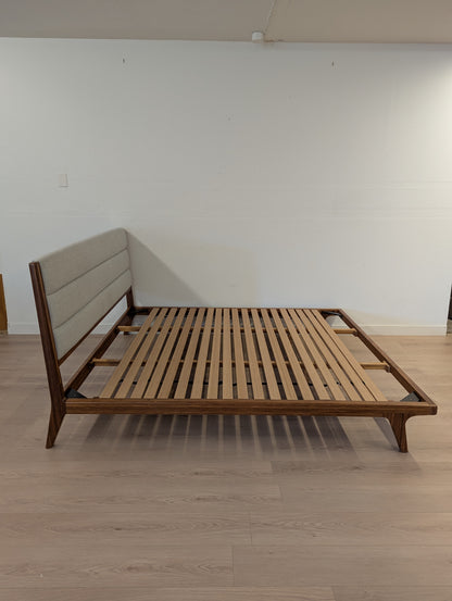 FAWCETT Mercury Mid-Century Solid Bamboo Upholstered King Bed Frame