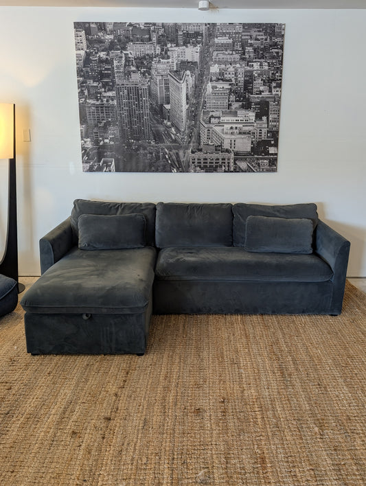 Article Oneira Blue Sectional with Storage +Pull Out Bed