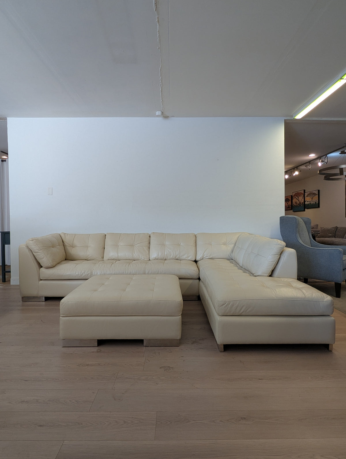 Arizona Leather Newport Sectional with Storage Ottoman