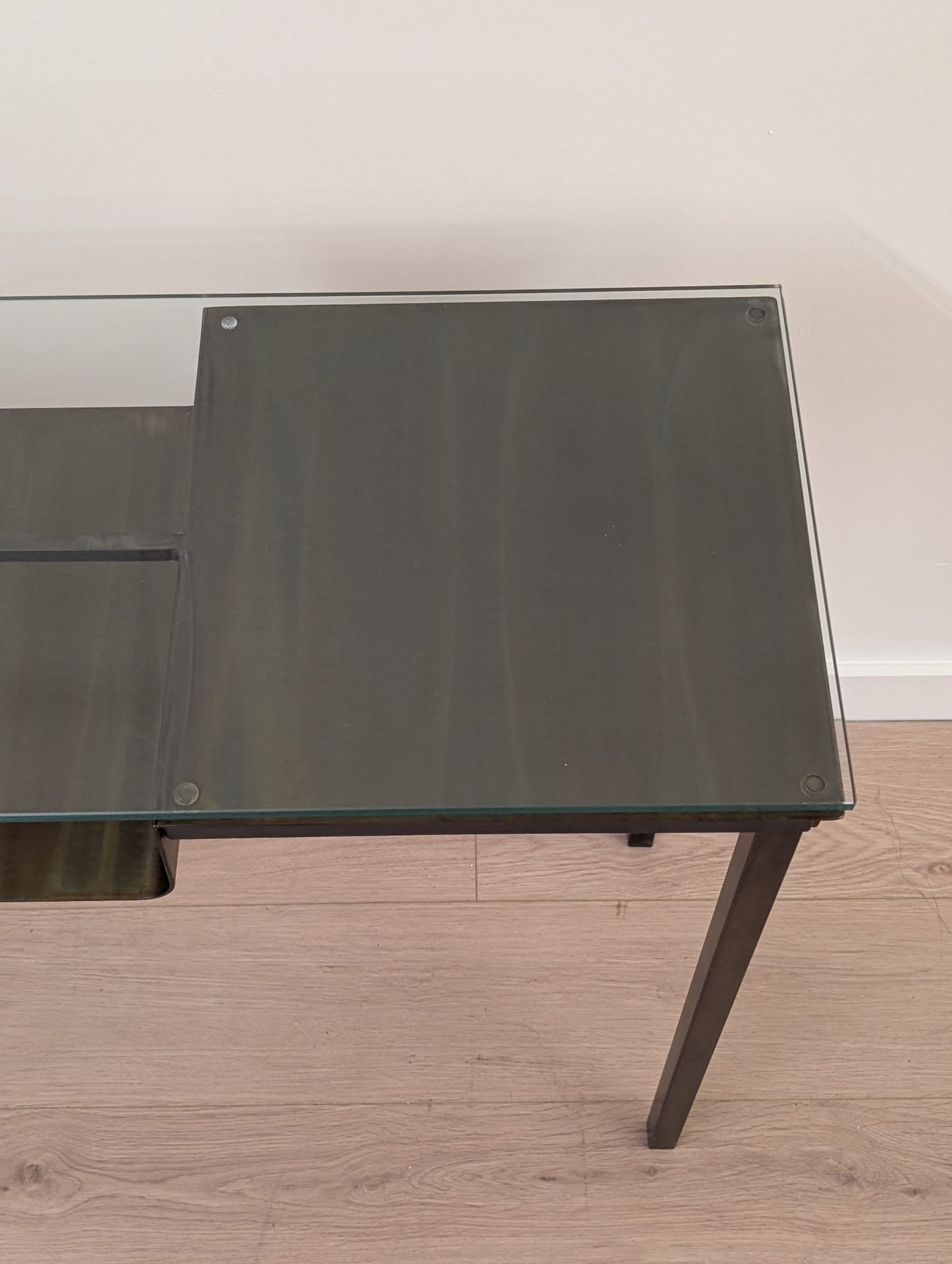 Custom Metal & Glass Top Side Table