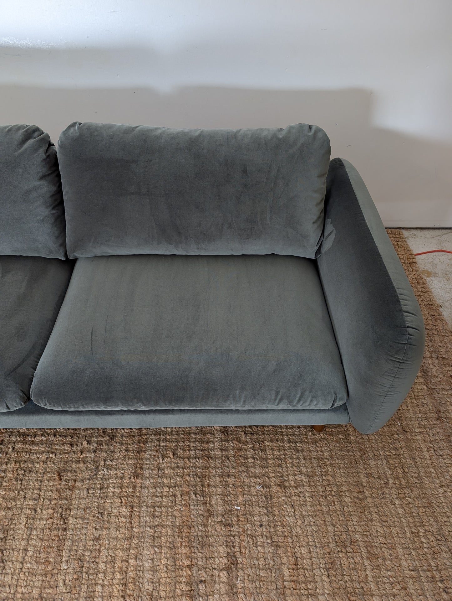 Article Sanders 85.5" Velvet Sofa - Plush Pacific Green