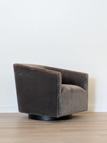 RH 1950s Italian Shelter Arm Swivel Lounge Chair - Vintage Velvet