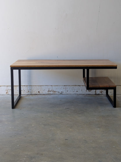 Industrial Coffee Table with Side Shelf
