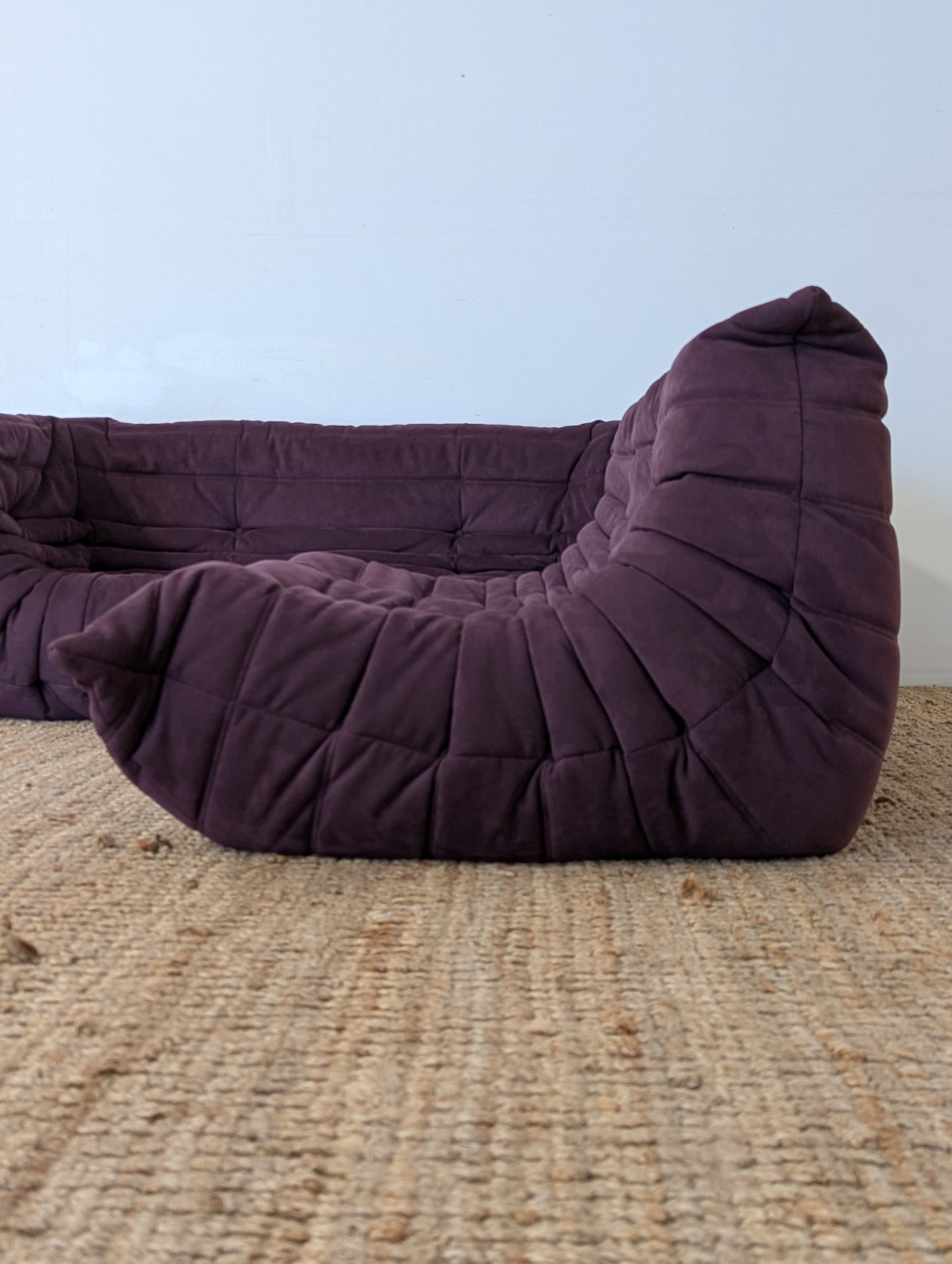 Ligne Roset Togo Aubergine Alcantara Loveseat and Sofa with Arms