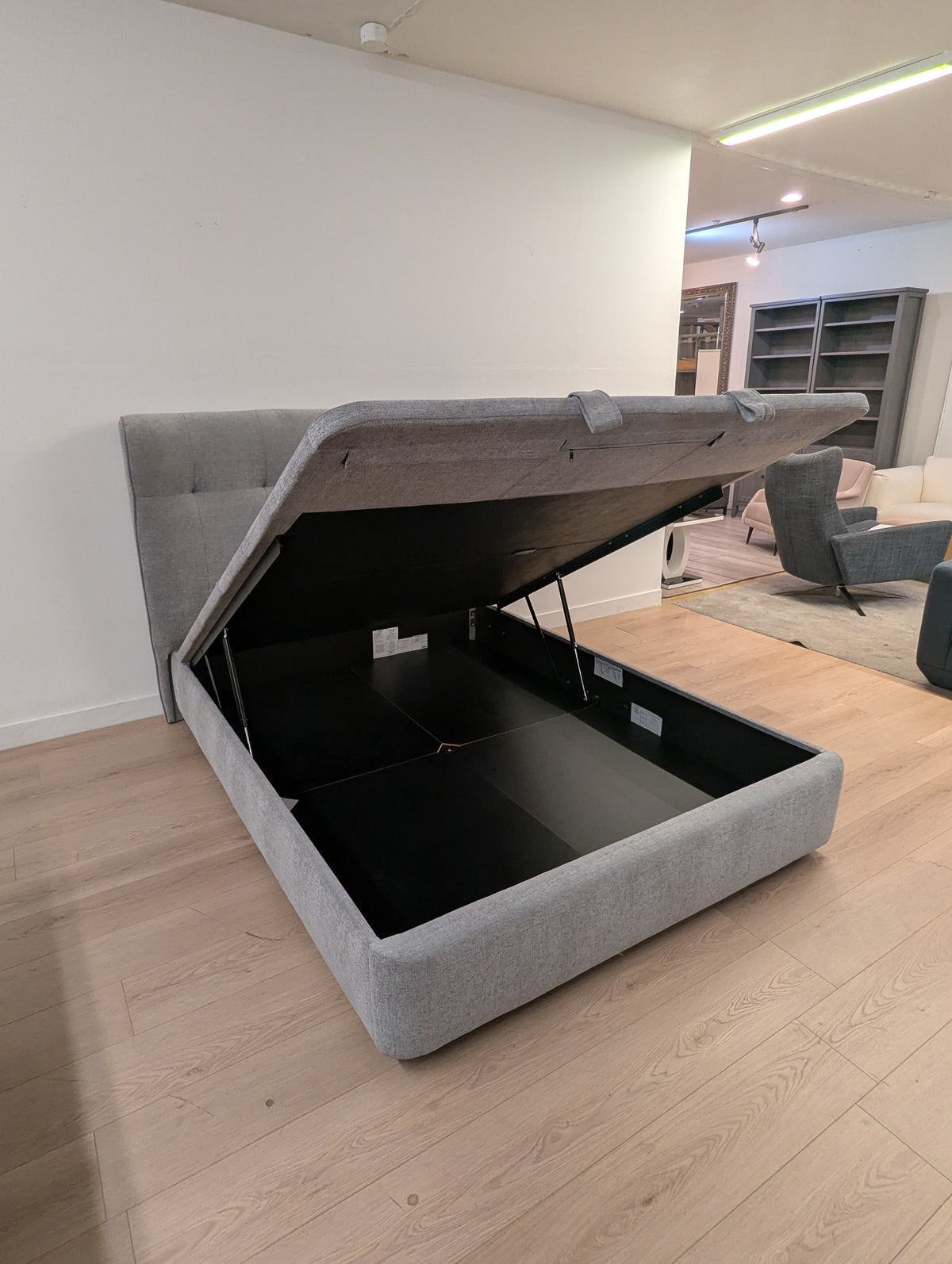Scan Designs Alba Upholstered Lift Storage Queen Bedframe