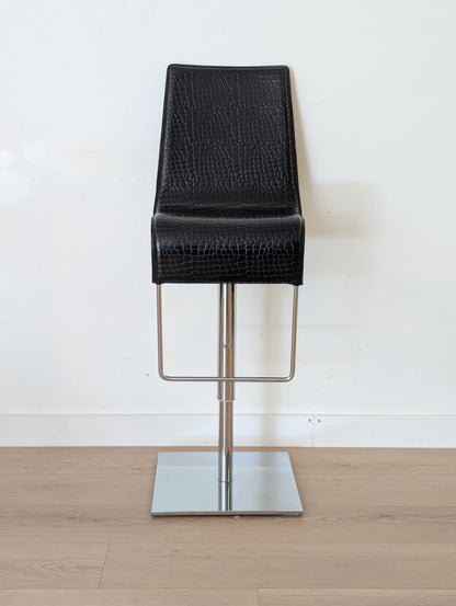 Black Alligator Bar Stool (2 Available)