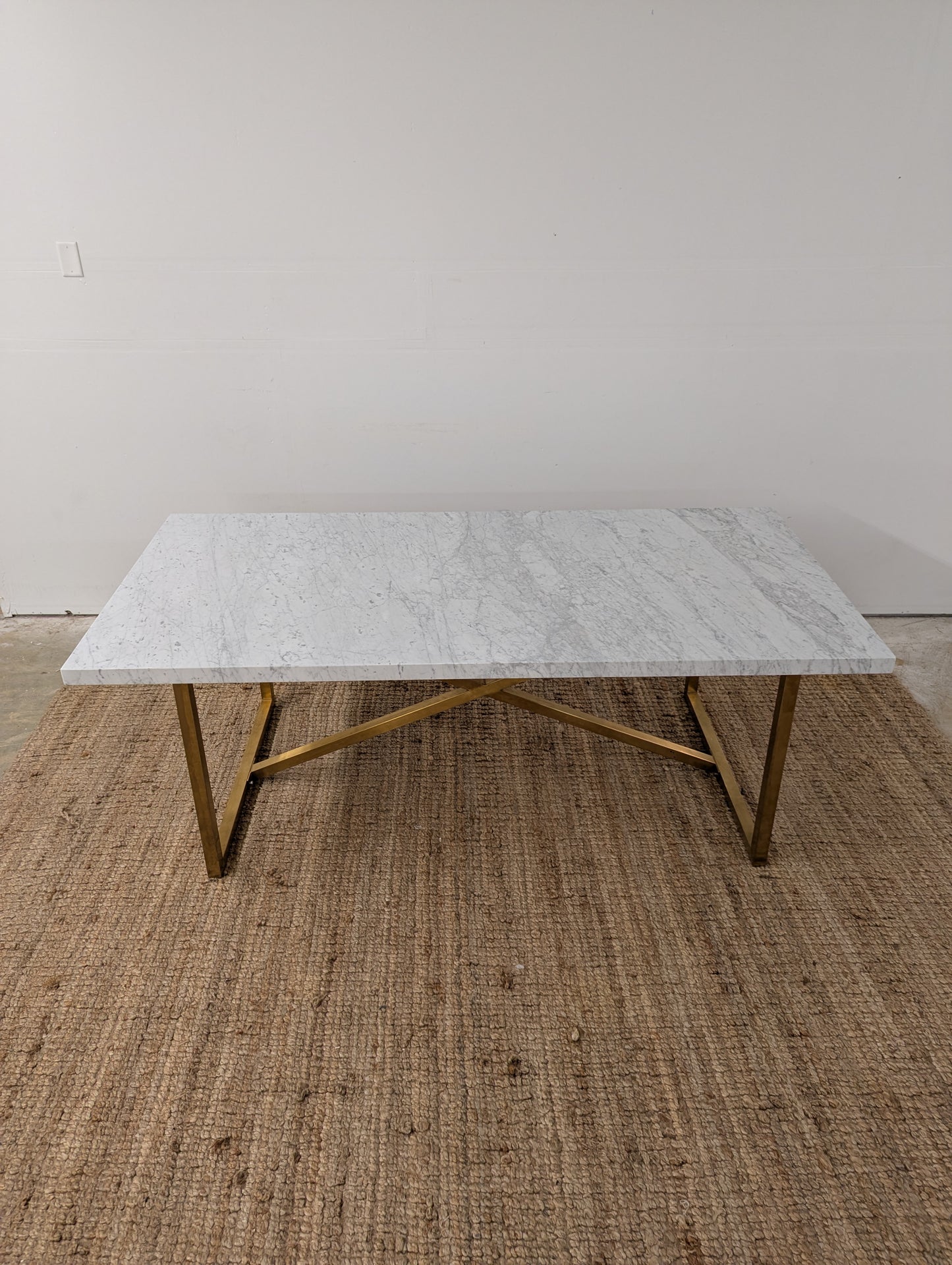 RH Torano Dining Table - Carrera Marble and Brushed Brass