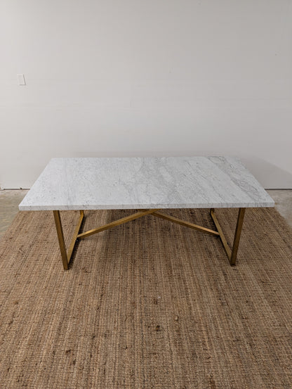 RH Torano Dining Table - Carrera Marble and Brushed Brass