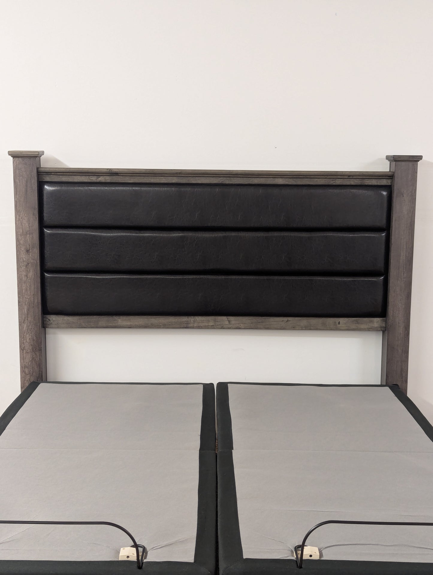 Ghost Bed Dual Adjustable Base and Rustic Headboard