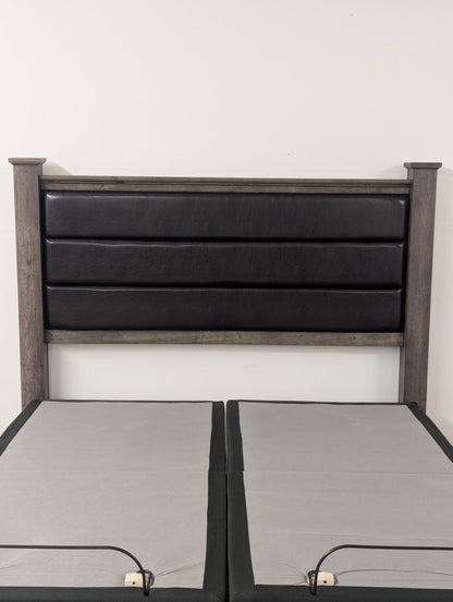 Ghost Bed Dual Adjustable Base and Rustic Headboard