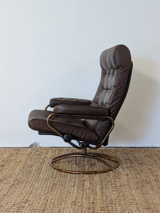 Vintage Ekornes Stressless Reclining Lounge Chair + Ottoman