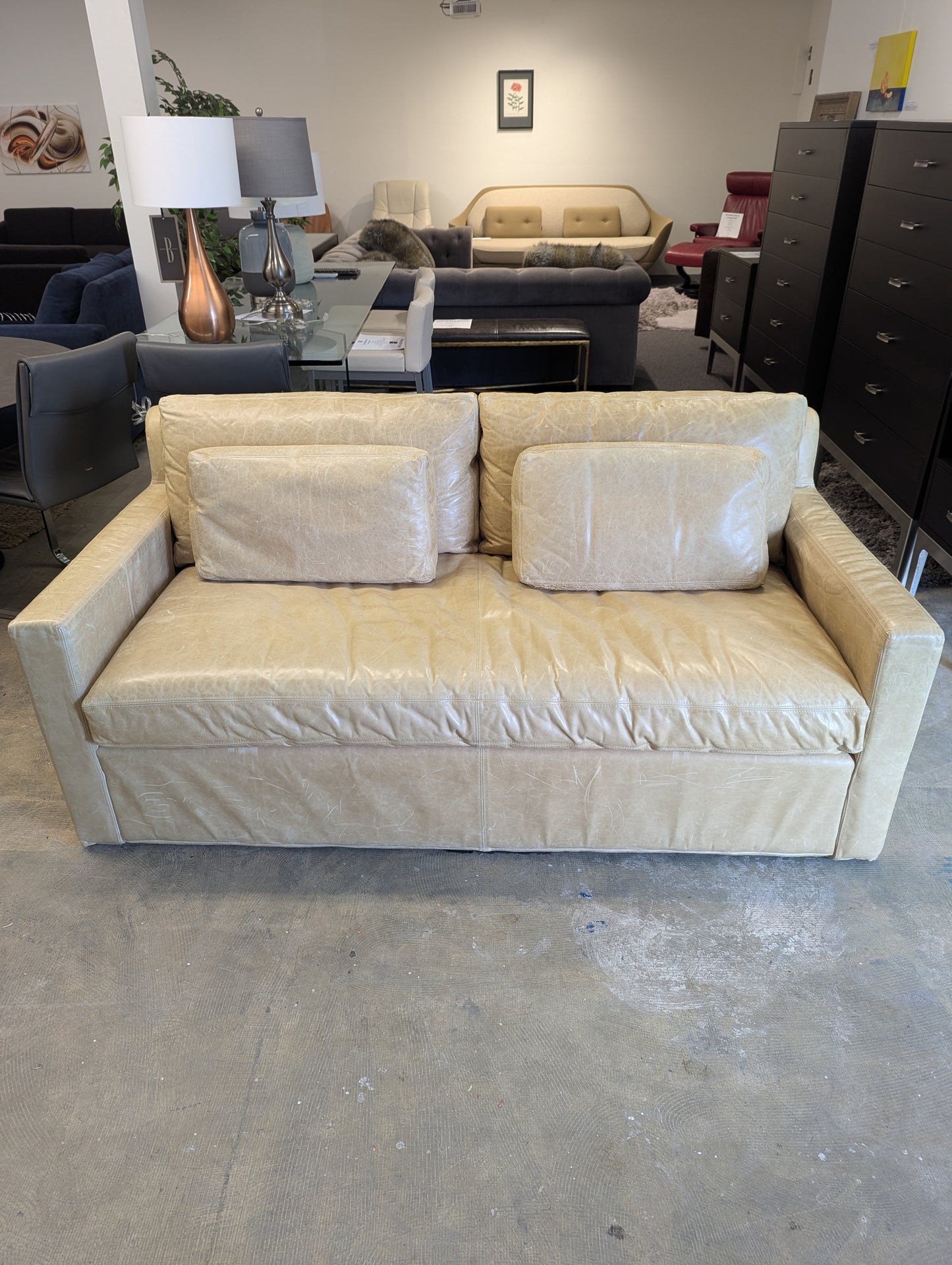 Belgian Track Arm Leather Sofa