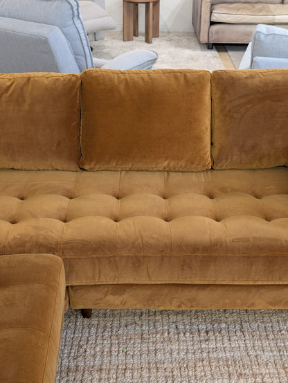 Article Sven 91" Tufted Velvet Corner Sectional - Plush Pacific Ginger